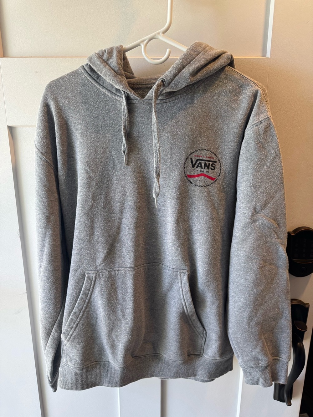 Vans Gray Hooded Sweatshirt with Black and Red Logo
